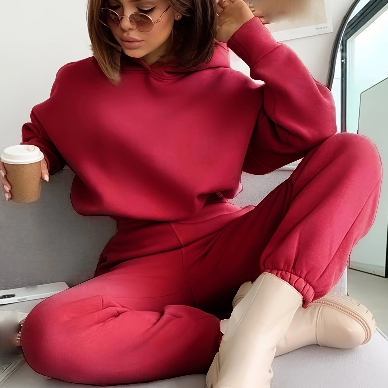 Ensemble Sweat à Capuche Femme Automne/Hiver – Couleur Unie