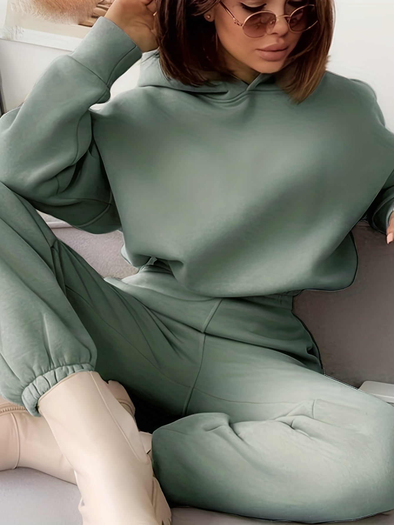 Ensemble Sweat à Capuche Femme Automne/Hiver – Couleur Unie