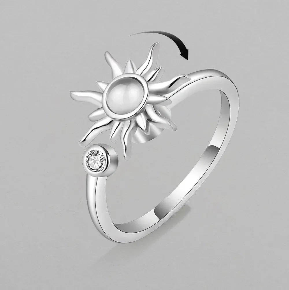 Bague Spinner Soleil Lune Étoile – Anti-Stress Réglable & Rotative