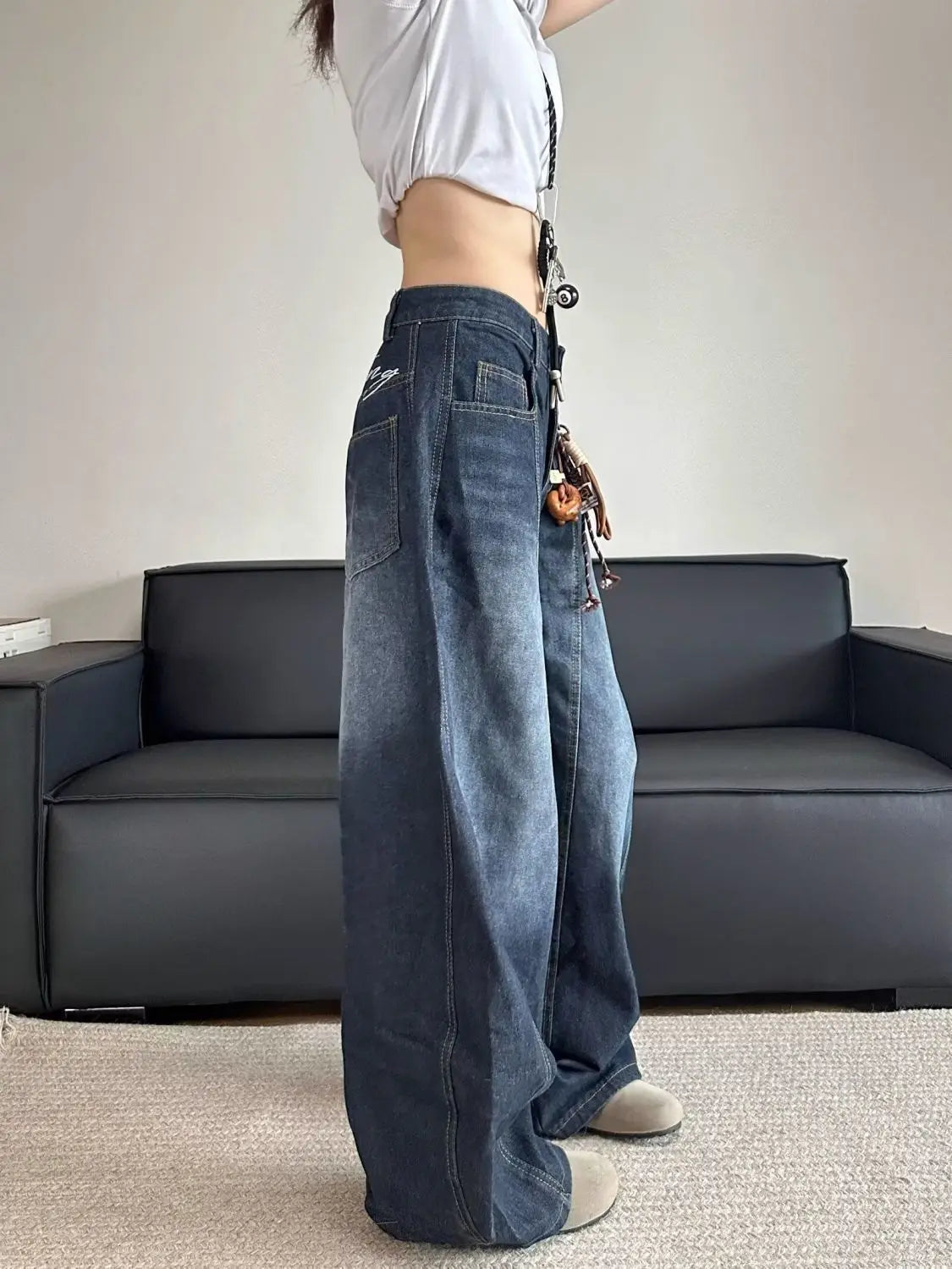 Jean Patchwork Brodé Femme