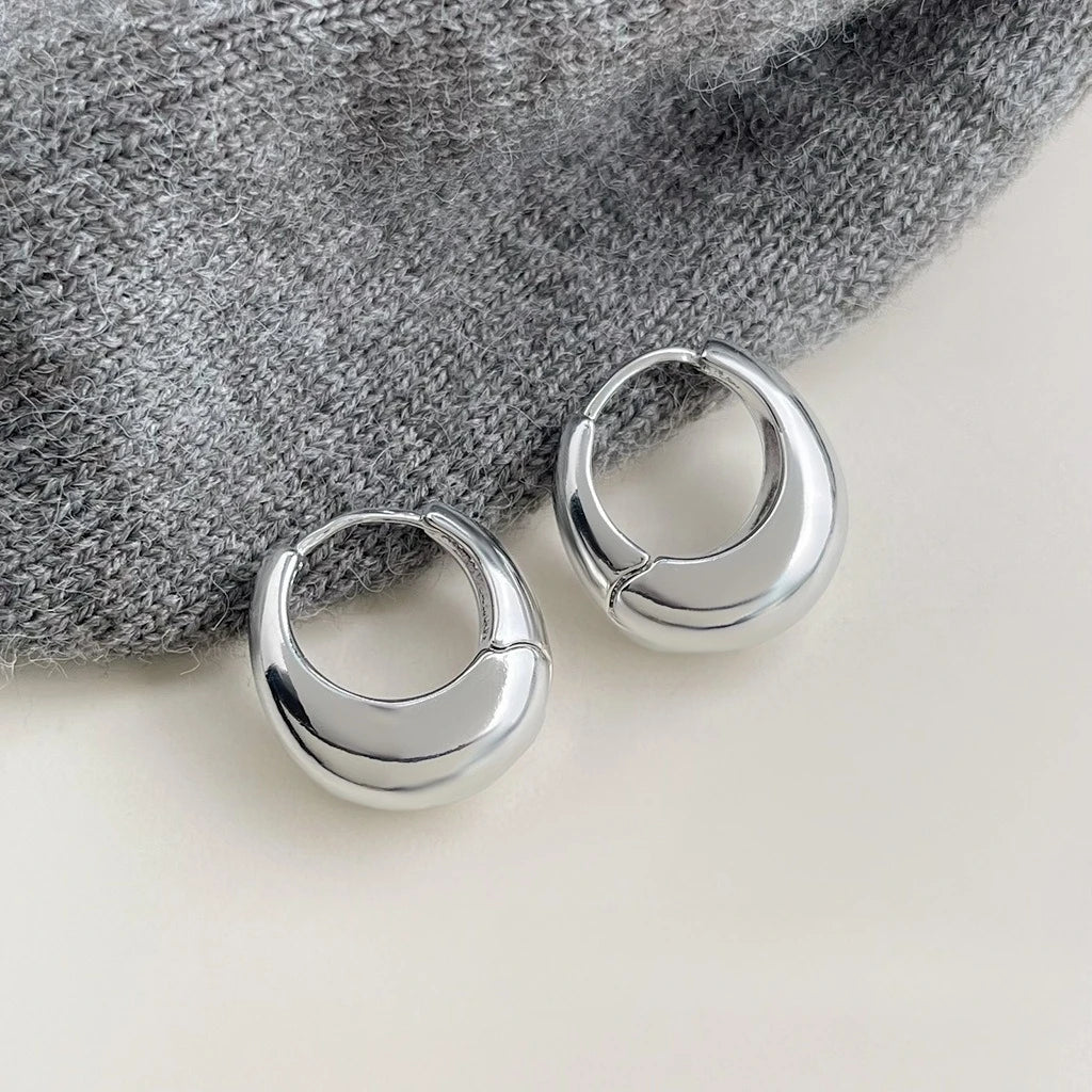 Boucles d’Oreilles Créoles S925 – Argent Sterling, Design Incrusté Élégant