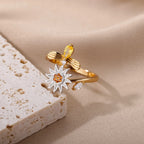 Bague Spinner Fidget Femme – Acier Inoxydable avec Pendentif Soleil