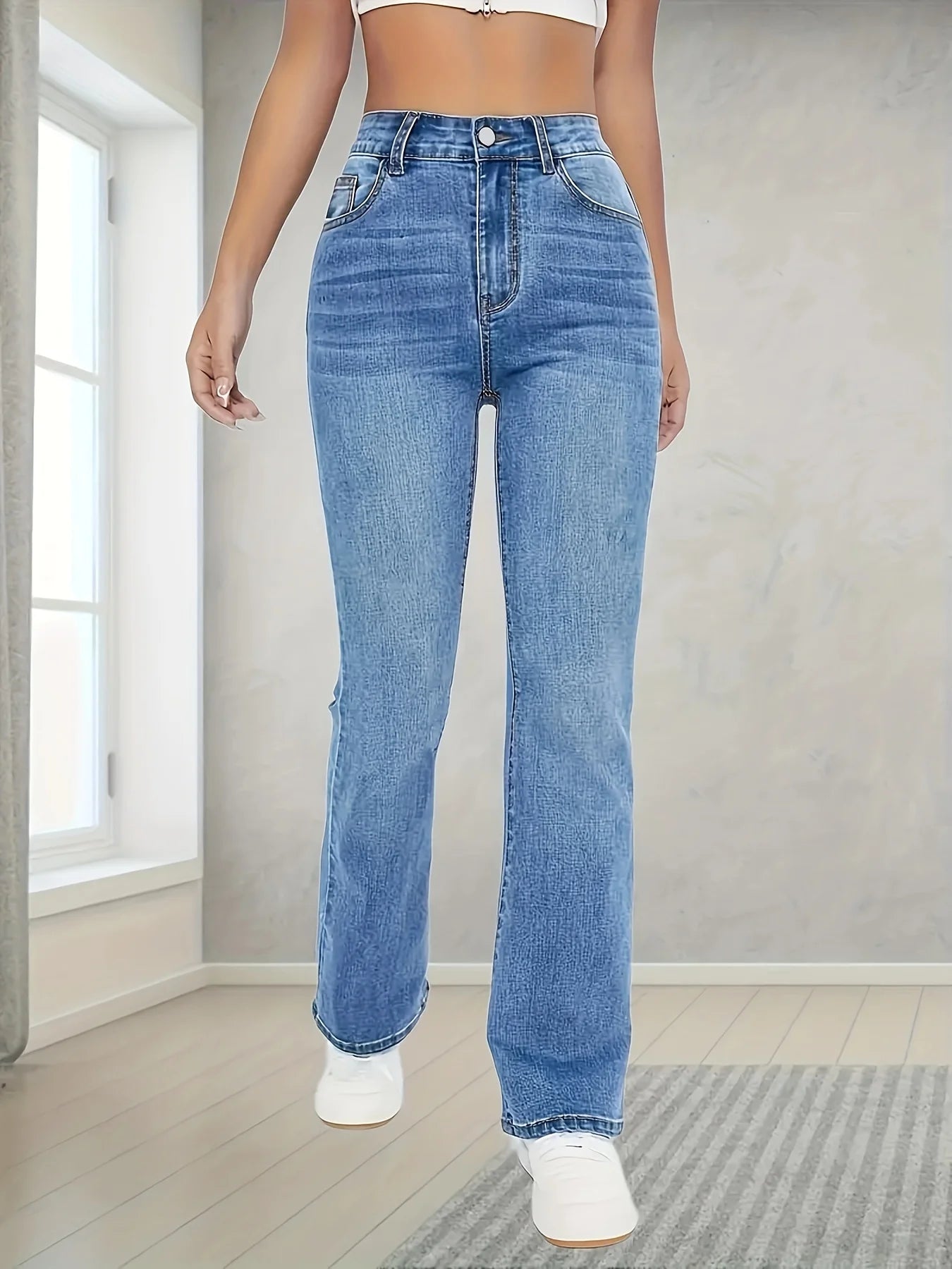 Pantalon Denim Femme Coupe Large