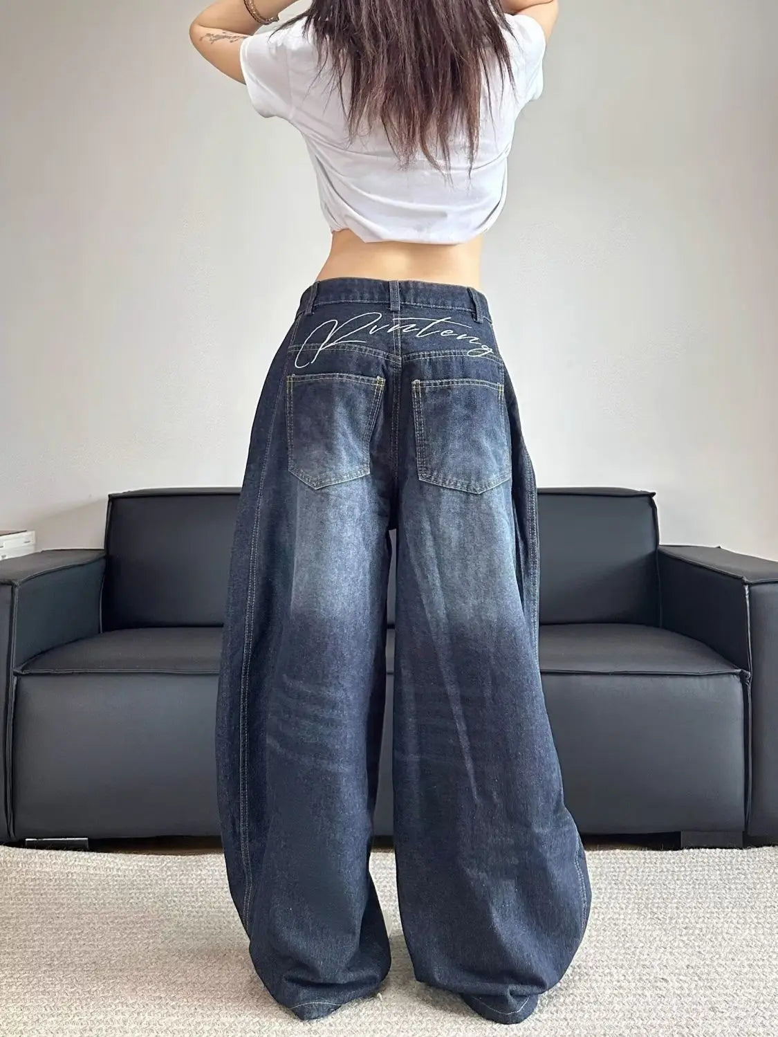 Jean Patchwork Brodé Femme