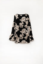 Robe mini noire en chiffon avec broderie florale