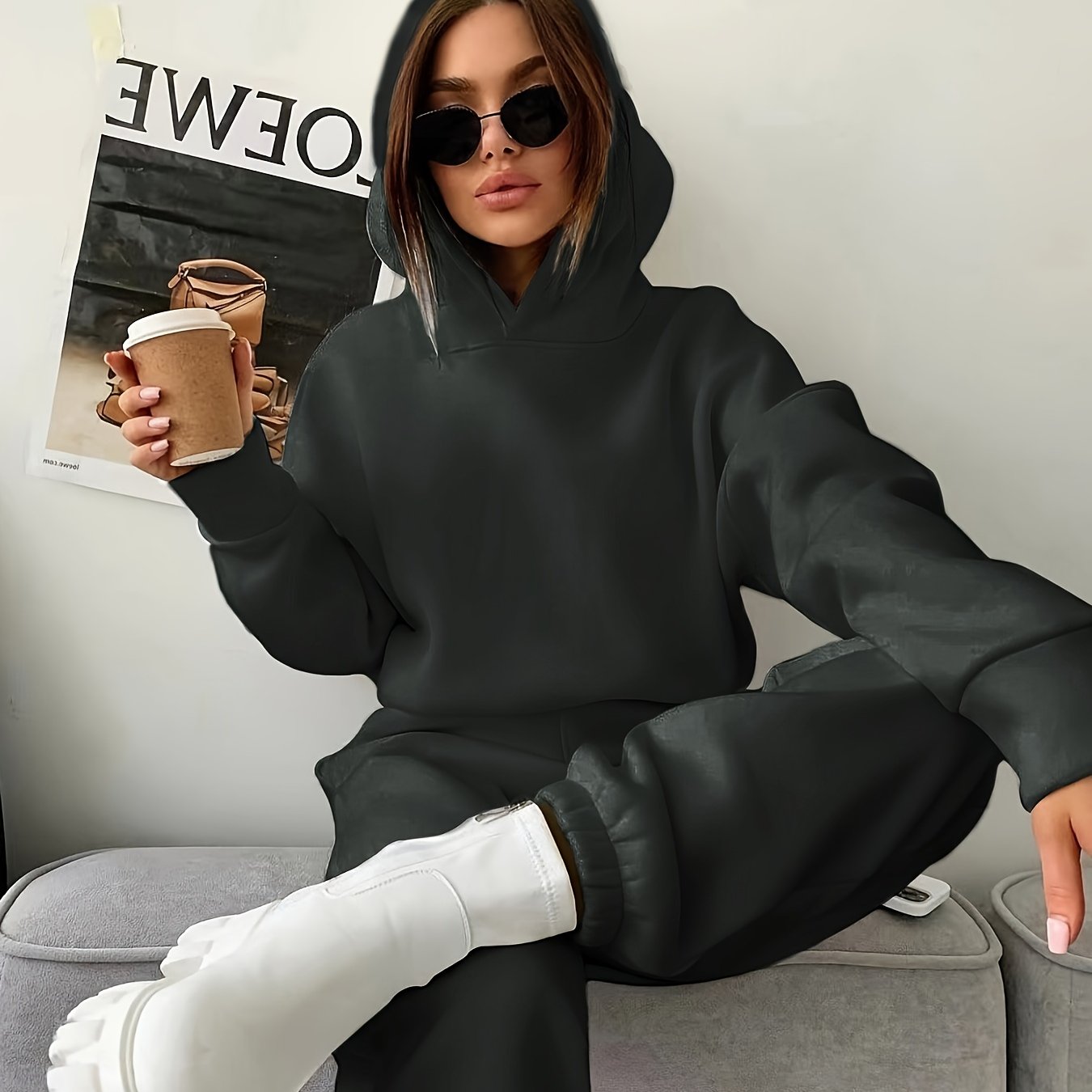 Ensemble Sweat à Capuche Femme Automne/Hiver – Couleur Unie